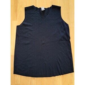Chicos Women's Sleeveless Size 2 (L) V-Neck Sweater Tank Top Knit Black Stretch